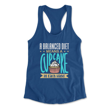 Cupcake - A Balanced Diet Womens Racerback Tank in Royal color